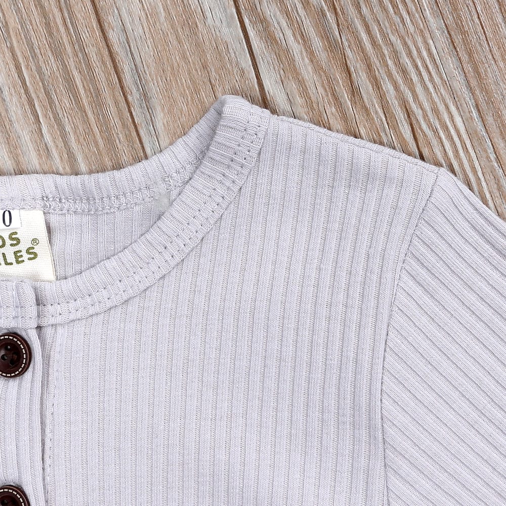 Pale Grey Henley-Style Sleepsuit - Stylemykid.com