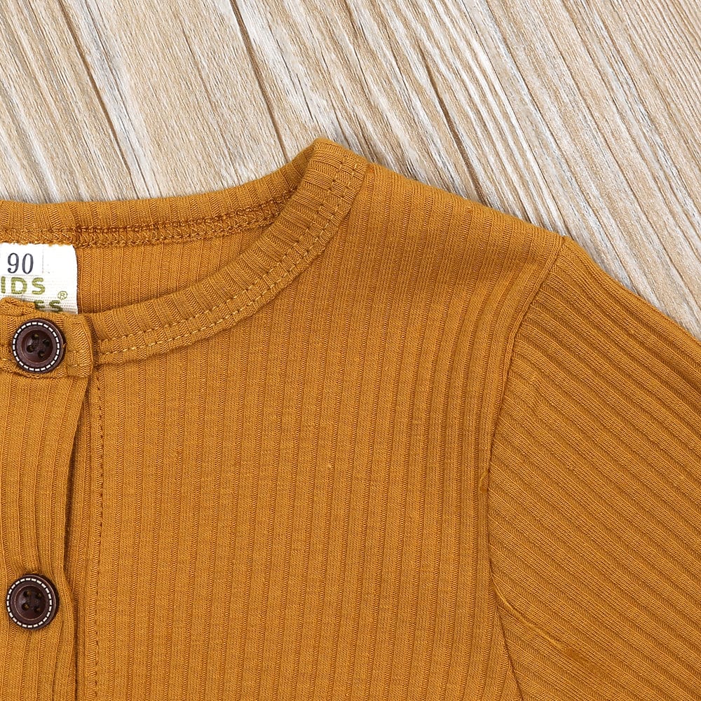 Ochre Henley-Style Sleepsuit - Stylemykid.com