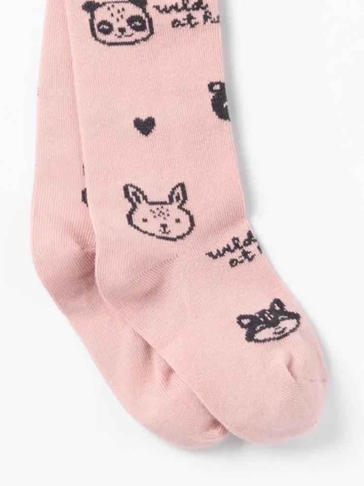 Artie - Pink Wild at Heart Panda Patterned Girls Tights - Stylemykid.com
