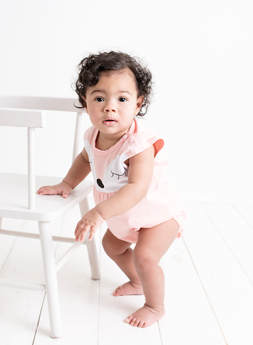 Blushing Fox Romper - Coral and White Fox Face Design 18 to 24 Months - Stylemykid.com