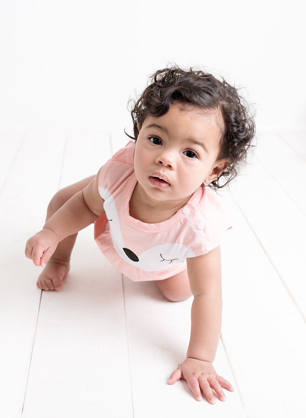 Blushing Fox Romper - Coral and White Fox Face Design 18 to 24 Months - Stylemykid.com