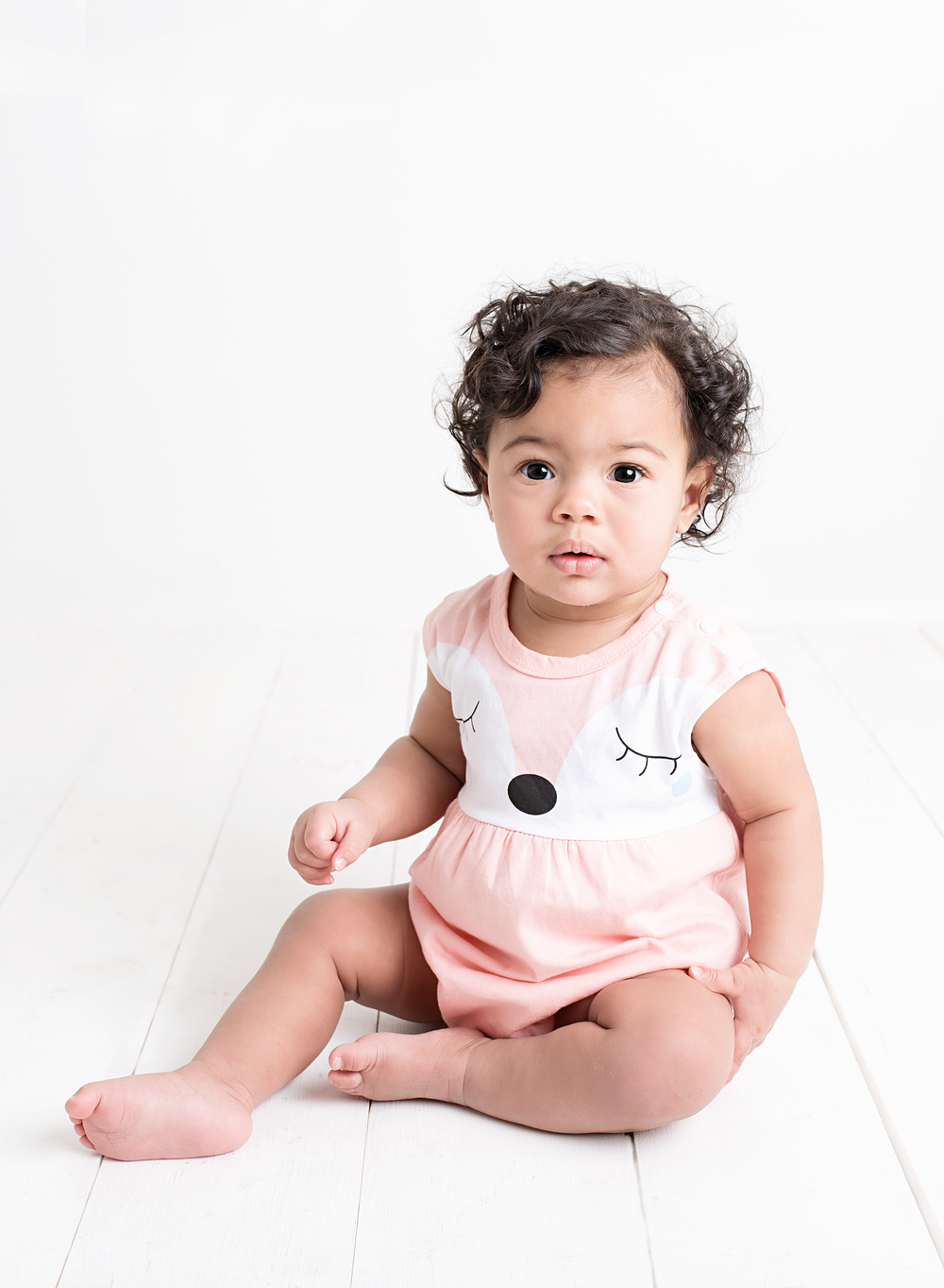 Blushing Fox Romper - Coral and White Fox Face Design 18 to 24 Months - Stylemykid.com