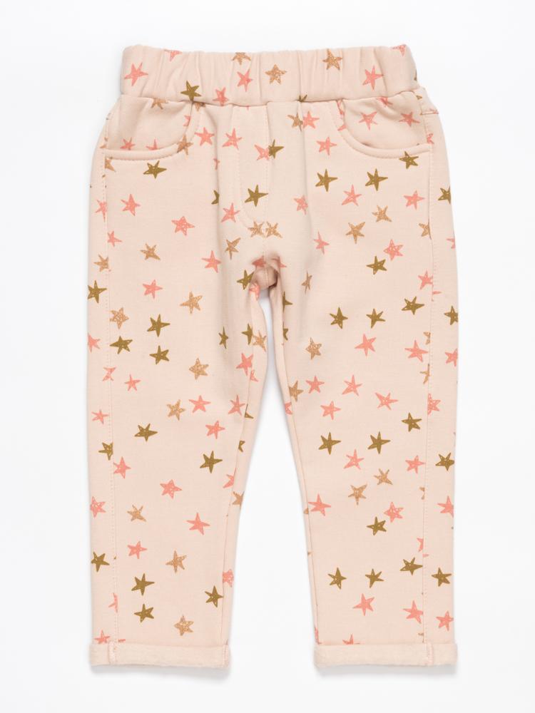 Artie - Princess Bear Starry Pale Pink Girls French Terry Leggings 12M to 4Y - Stylemykid.com