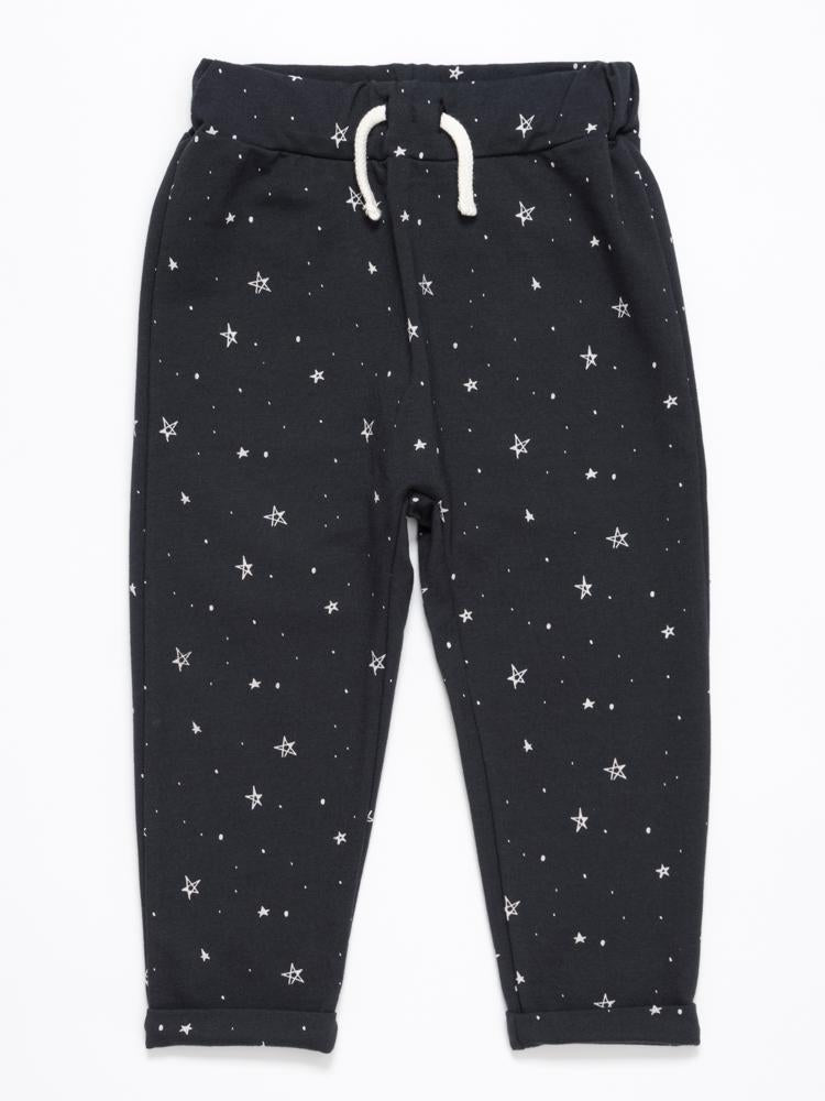 Artie - Starry Starry Night - Dark Blue & White Star Patterned French Terry Trousers 18m to 3Y - Stylemykid.com