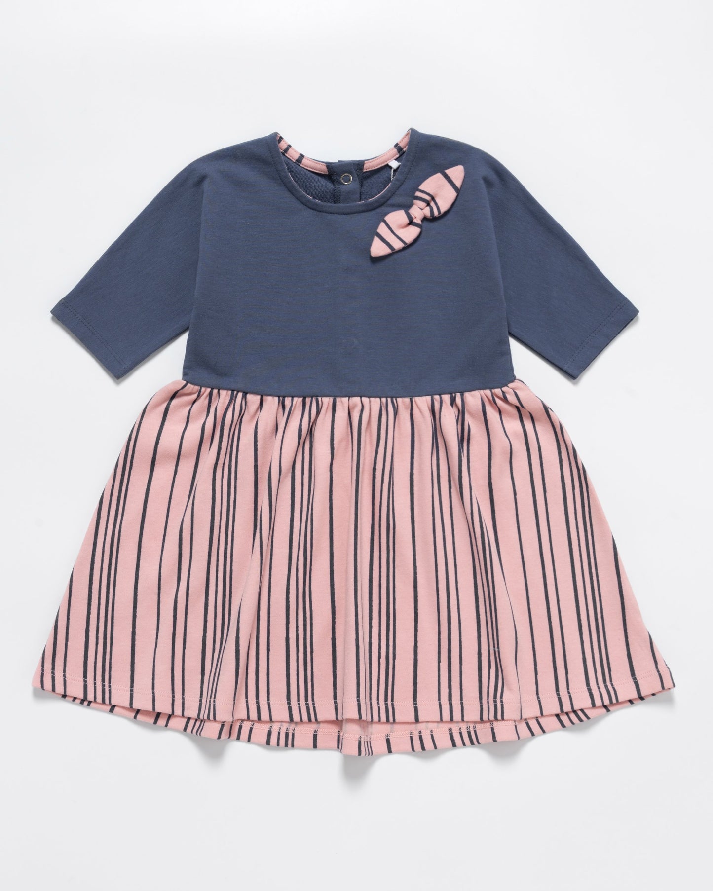 Artie - Girls Blue and Pink Dress with Navy Stripes 9 to 12 months - Stylemykid.com