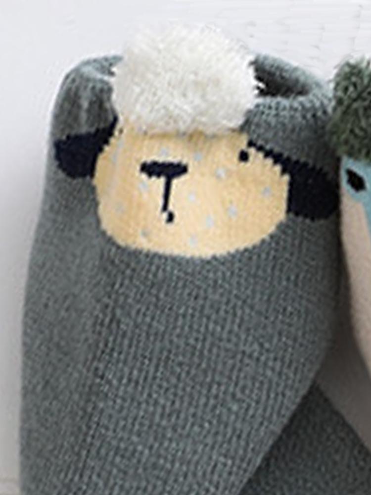 Kids Animal Ankle Socks 3 Pack - Lamb, Panda, Bear - Grey White Caramel - Stylemykid.com