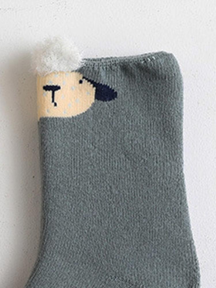 Kids Animal Ankle Socks 3 Pack - Lamb, Panda, Bear - Grey White Caramel - Stylemykid.com