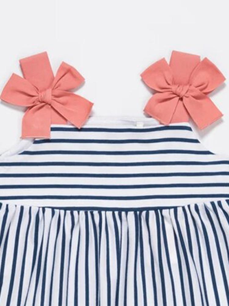 Artie - Blue and White Striped Strappy Bow Dress Baby and Girl Dress - Stylemykid.com