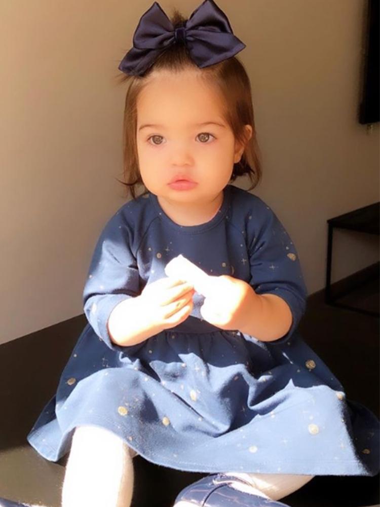 Artie - Girls Deep Blue Moon Sparkle Jacquard Dress 18M to 3Y - Stylemykid.com