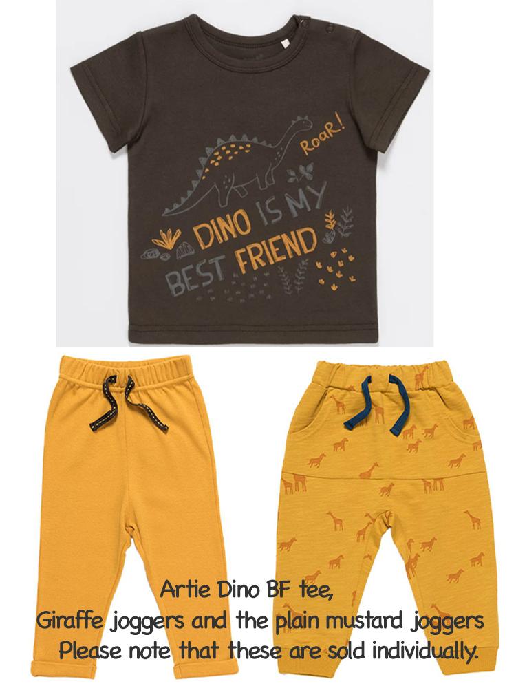 Artie - Mustard Joggers - With Giraffe Design 9 to 12 Months - Stylemykid.com