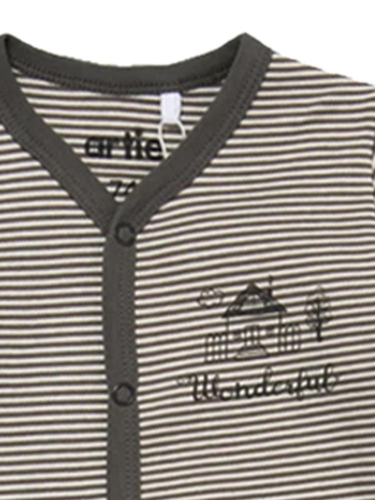 Artie - Grey & White Wonderful Striped Footed Baby Sleepsuit 3 to 18 months - Stylemykid.com