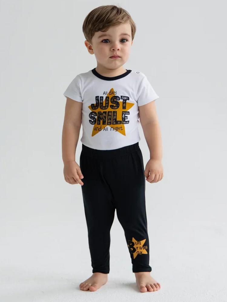 Artie - Just Smile White Short Sleeve Baby Bodysuit - Stylemykid.com