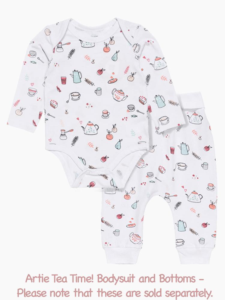 Artie Tea & Cakes Pattern White Baby Bodysuit - Tea Time! 9 to 12 Months - Stylemykid.com