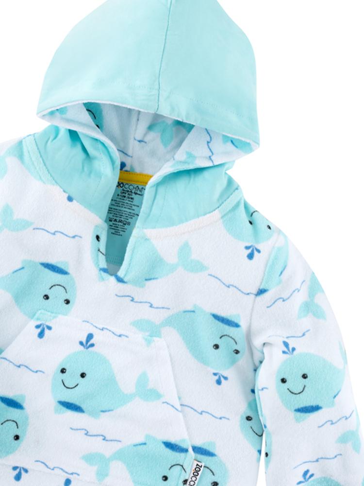 Zoocchini - Terry Bath & Swim Cover up with Character 3D Hood - Willy the Whale - 12 to 24M - Stylemykid.com