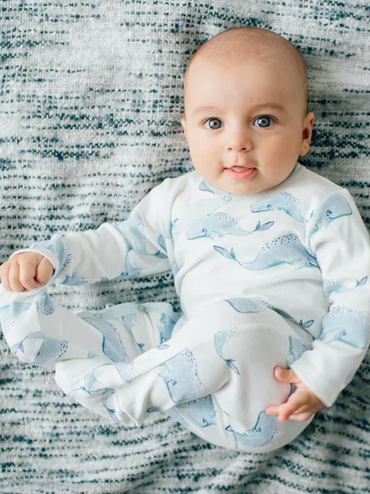 Artie - Baby Whale Patterned White Sleepsuit 12-18M - Stylemykid.com