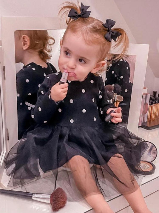 Girls Black Polka Dot Tutu Party Dress - 6 to 24 Months - Stylemykid.com