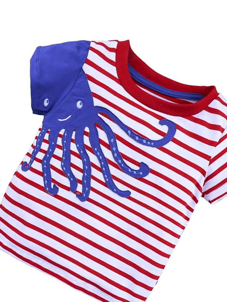 Boys Octopus Striped T-Shirt - 12 to 18 months - Stylemykid.com