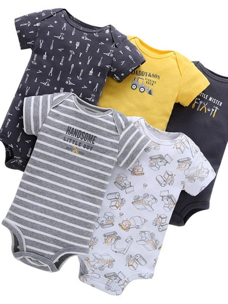 Boys 5 Sleepsuit Pack 100% Cotton - Tools - Stylemykid.com