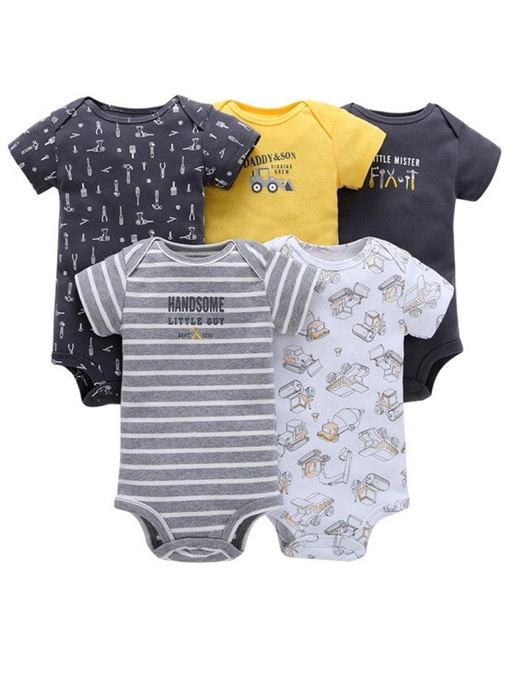 Boys 5 Sleepsuit Pack 100% Cotton - Tools - Stylemykid.com