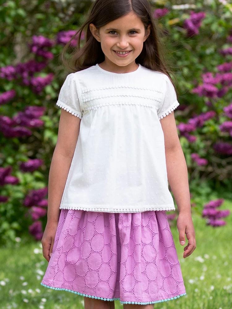 KITE Organic - Violet Pink Girls Broderie Anglaise Girls Skirt - 2 to 4 Years - Stylemykid.com