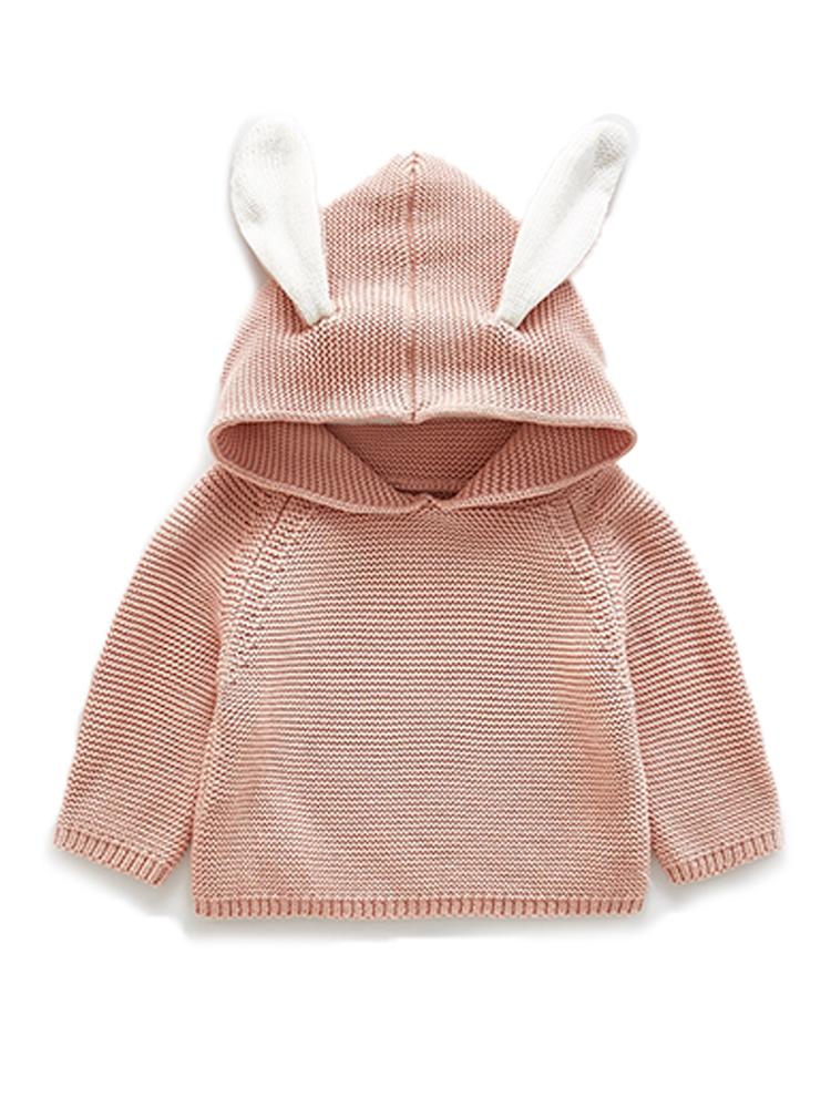 Bunny Boo! Bunny Ears Dusky Pink Baby Jumper - Stylemykid.com