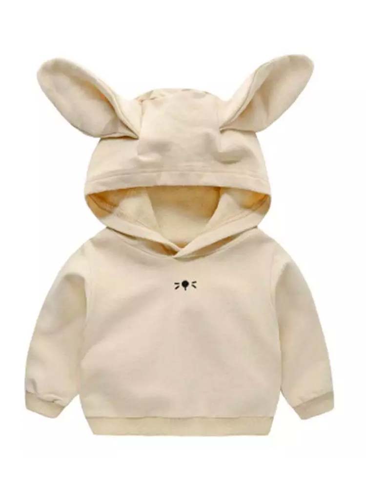 Bunny Ears Cream Hoodie - Baby Sweatshirt with Ears 6 to 9 months - Stylemykid.com