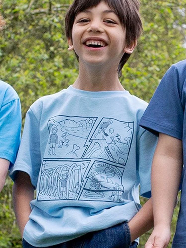 KITE Organic - Light Blue Comic Book T-shirt 2 to 5 Years - Stylemykid.com
