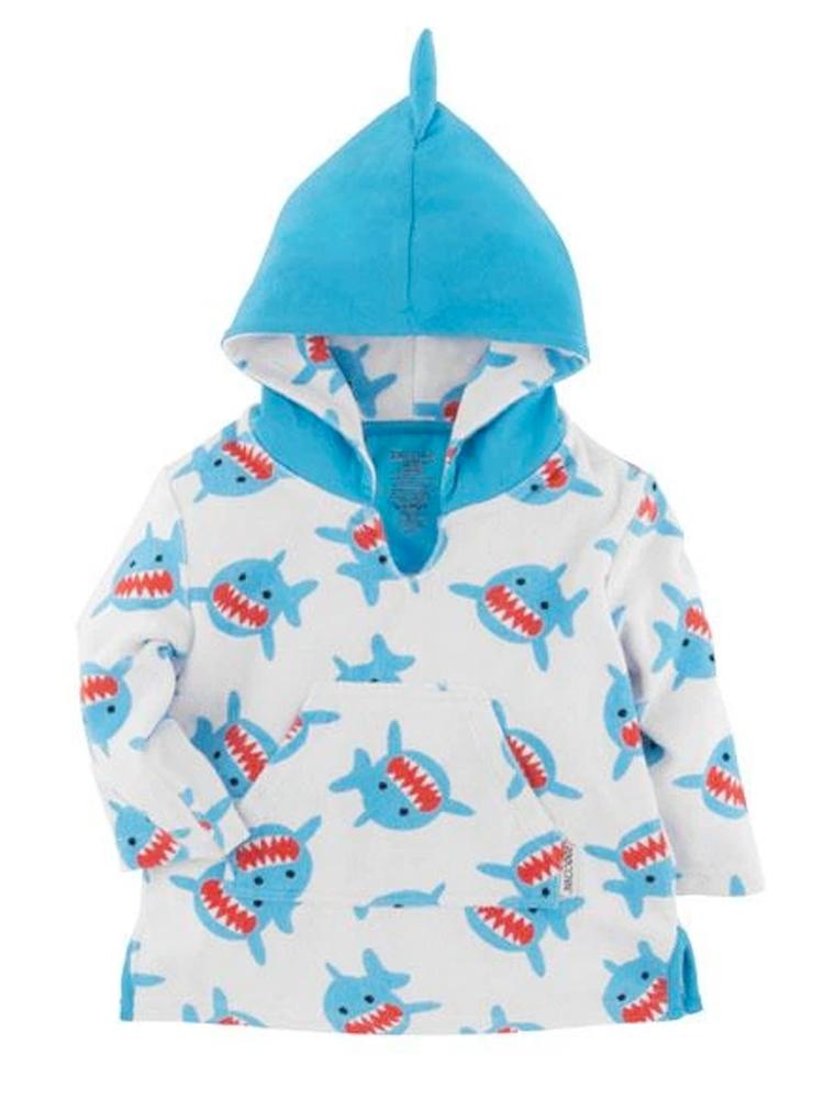 Zoocchini - Terry Bath & Swim Cover up with Character 3D Hood - Sherman the Shark - Stylemykid.com