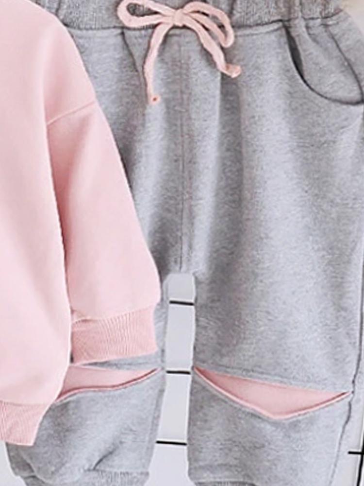 Cute Bunny Pink and Grey Sweatshirt & Bottoms 2 Piece Outfit - 12M to 4Y - Stylemykid.com