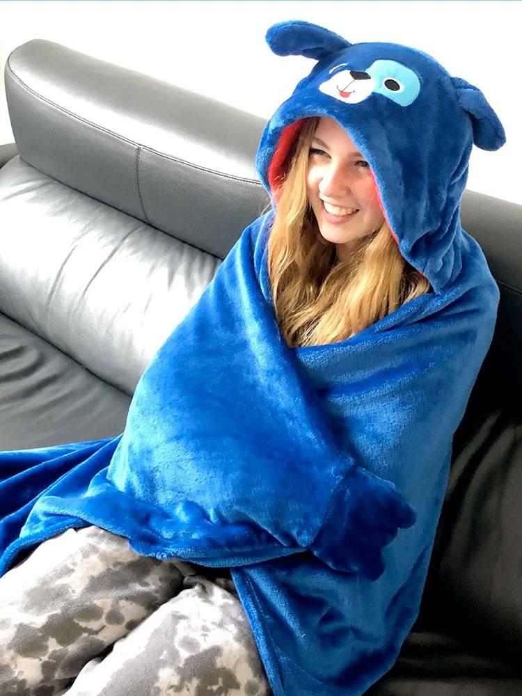 Zoocchini - Kids Large Wearable Hooded Blanket - Blue Dog - Age 3+ - Stylemykid.com
