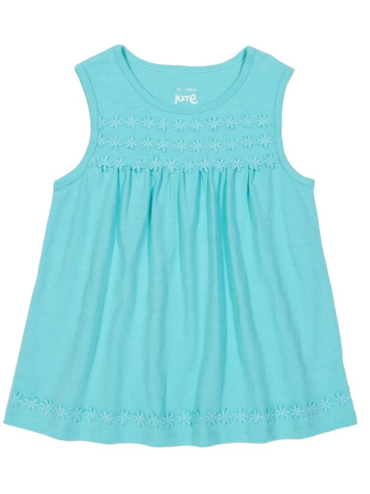 KITE Organic - Aqua Blue Daisy Tunic Style Girls Top - 2 to 4 years - Stylemykid.com