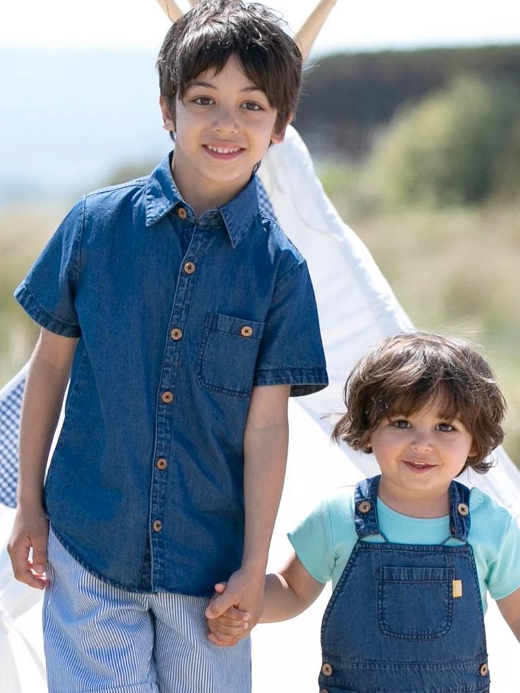 KITE Organic - Boys Blue Denim Short Sleeved Shirt - 5 to 6 years - Stylemykid.com