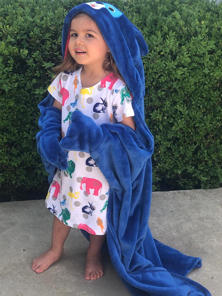 Zoocchini - Kids Large Wearable Hooded Blanket - Blue Dog - Age 3+ - Stylemykid.com
