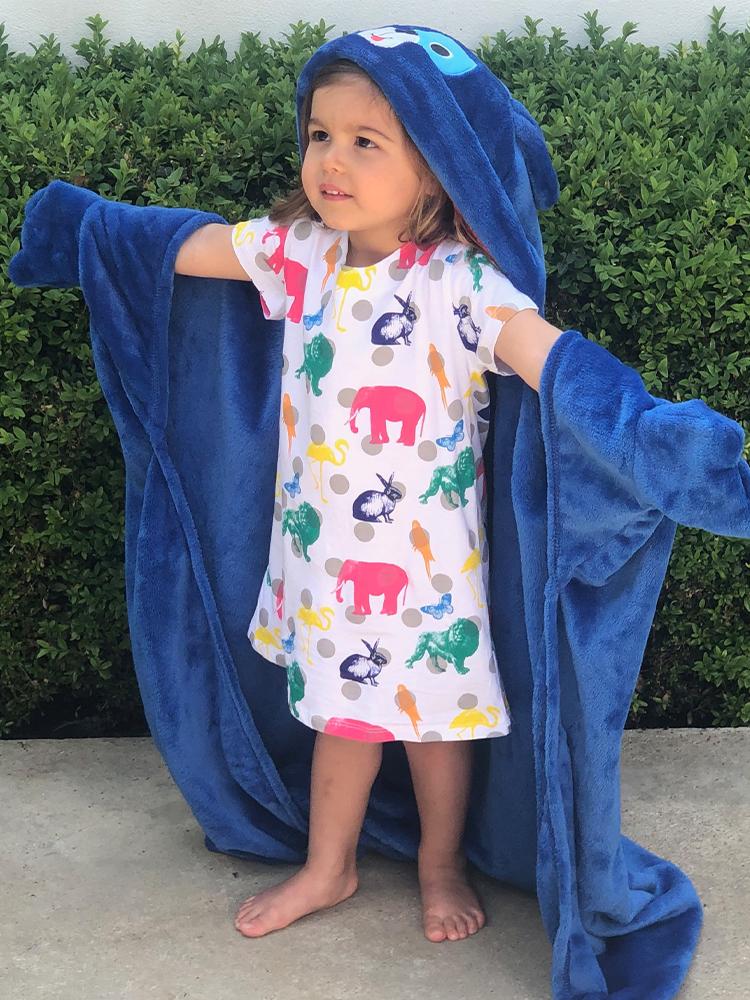 Zoocchini - Kids Large Wearable Hooded Blanket - Blue Dog - Age 3+ - Stylemykid.com