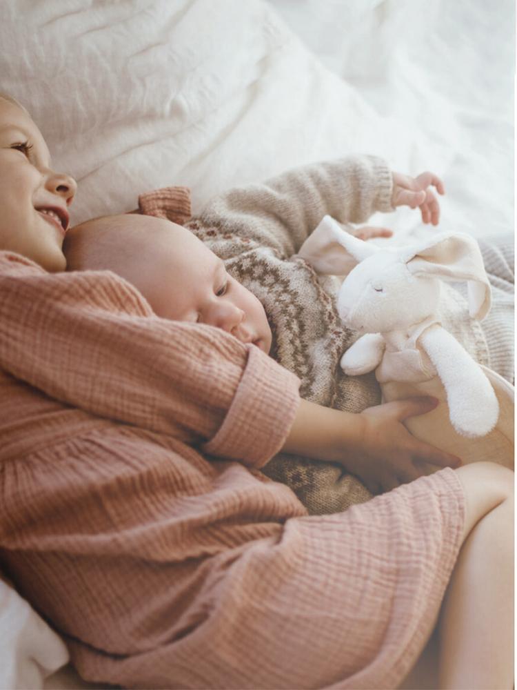 Moonie DouDou Baby Comforter Cuddly Toy Bunny - Powder - Stylemykid.com
