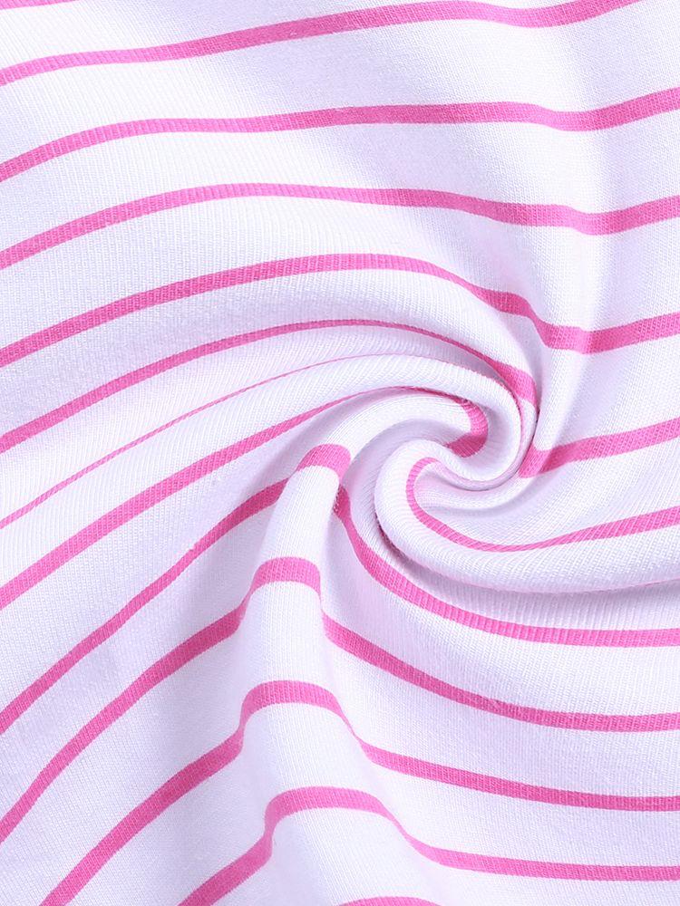 Fantastic Flamingos - Girls Short Sleeve Striped Pink & White Dress - Stylemykid.com