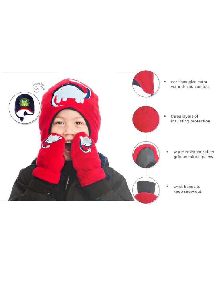 Flapjack Kids - Reversible Winter Hat - Dinosaurs - 6 months to 6 years - Stylemykid.com