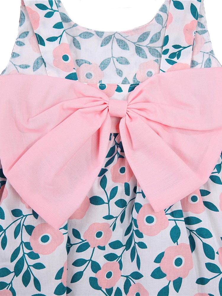 Daisy Chain Pink - Girls Pink Daisy Print Dress with Summer Hat and Bow Back - Stylemykid.com