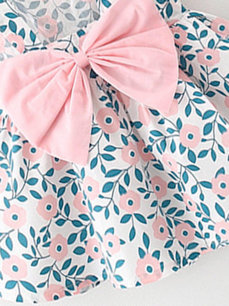 Daisy Chain Pink - Girls Pink Daisy Print Dress with Summer Hat and Bow Back - Stylemykid.com