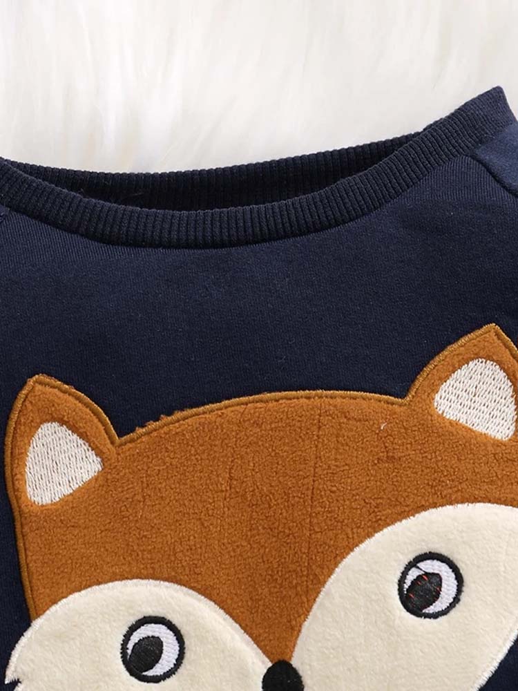 Dark Blue Baby & Toddler Fox Face Sweater & Bottoms - 2 Piece Outfit - 3 to 12M - Stylemykid.com