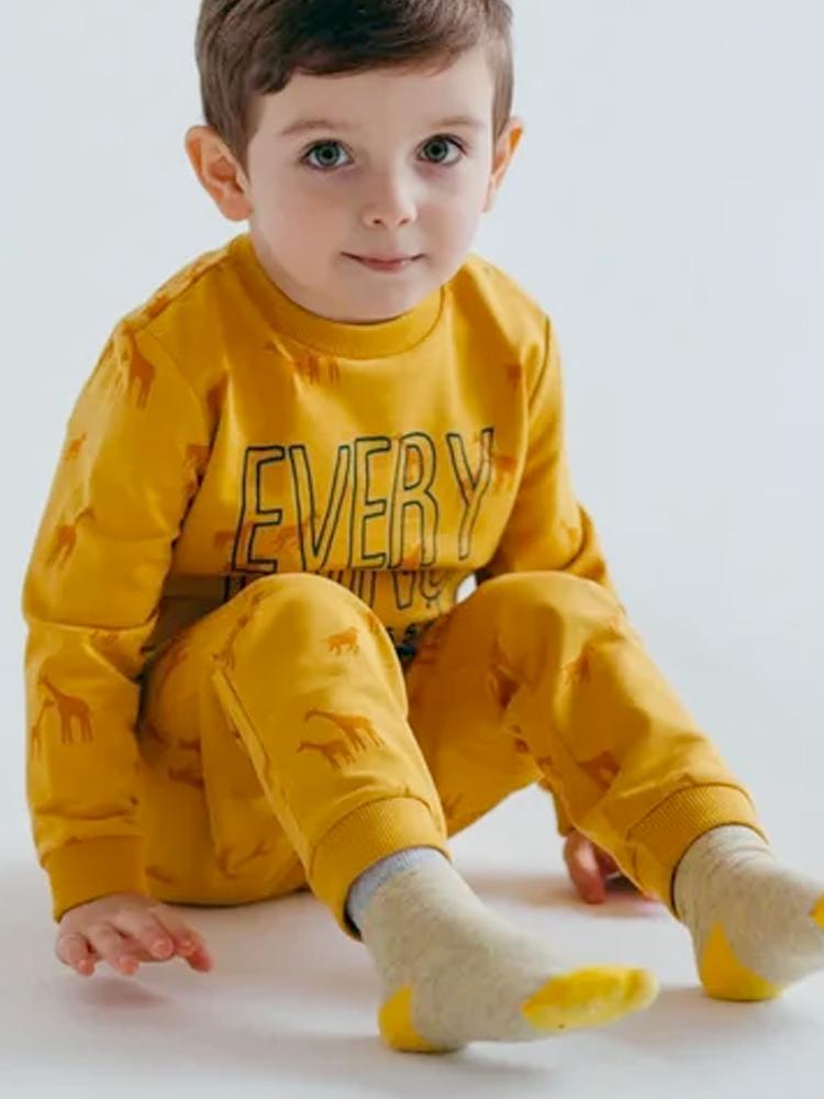Artie - Mustard Joggers - With Giraffe Design 9 to 12 Months - Stylemykid.com