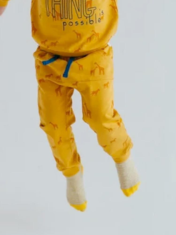 Artie - Mustard Joggers - With Giraffe Design 9 to 12 Months - Stylemykid.com