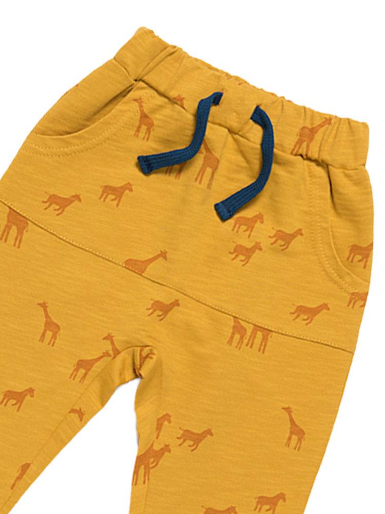 Artie - Mustard Joggers - With Giraffe Design 9 to 12 Months - Stylemykid.com