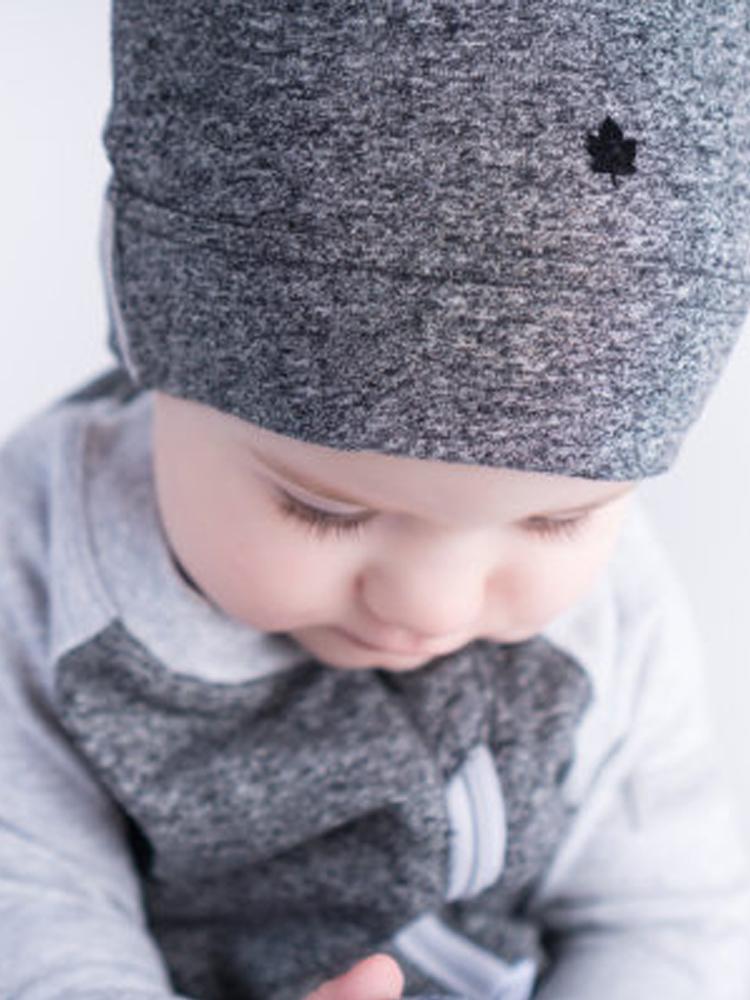 Juddlies - Organic Graphite Grey/Black Slouchy Baby Hats - Raglan Collection - Pack of 2 - Stylemykid.com