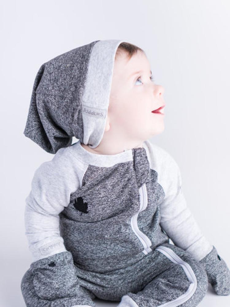 Juddlies - Organic Graphite Grey/Black Slouchy Baby Hats - Raglan Collection - Pack of 2 - Stylemykid.com