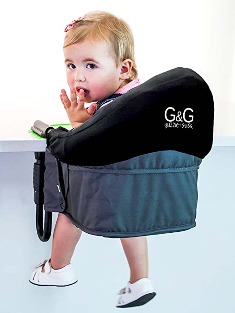 Guzzie & Guss Portable Perch High Chair SEAT LINER - Washable Cover for Hook On High Chair in Black - Stylemykid.com