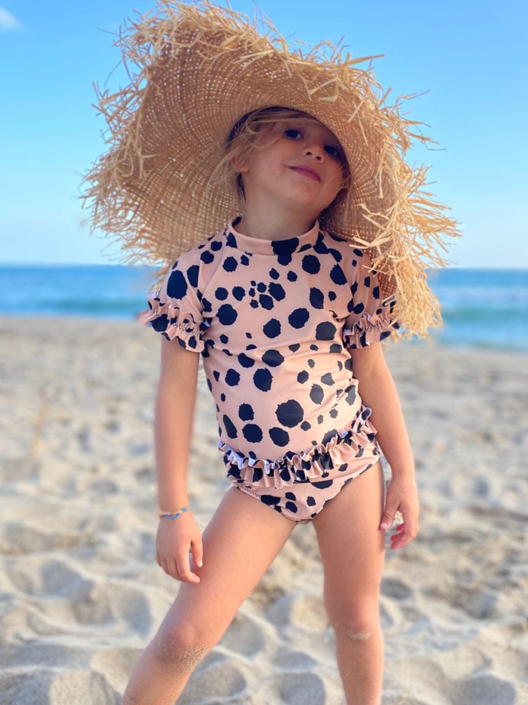 Swim Bikini Bottoms - Animal Print Sand and Black