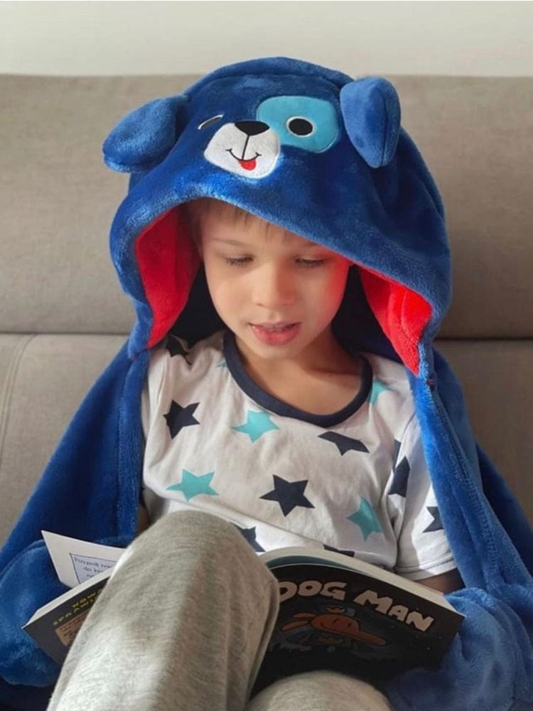Zoocchini - Kids Large Wearable Hooded Blanket - Blue Dog - Age 3+ - Stylemykid.com