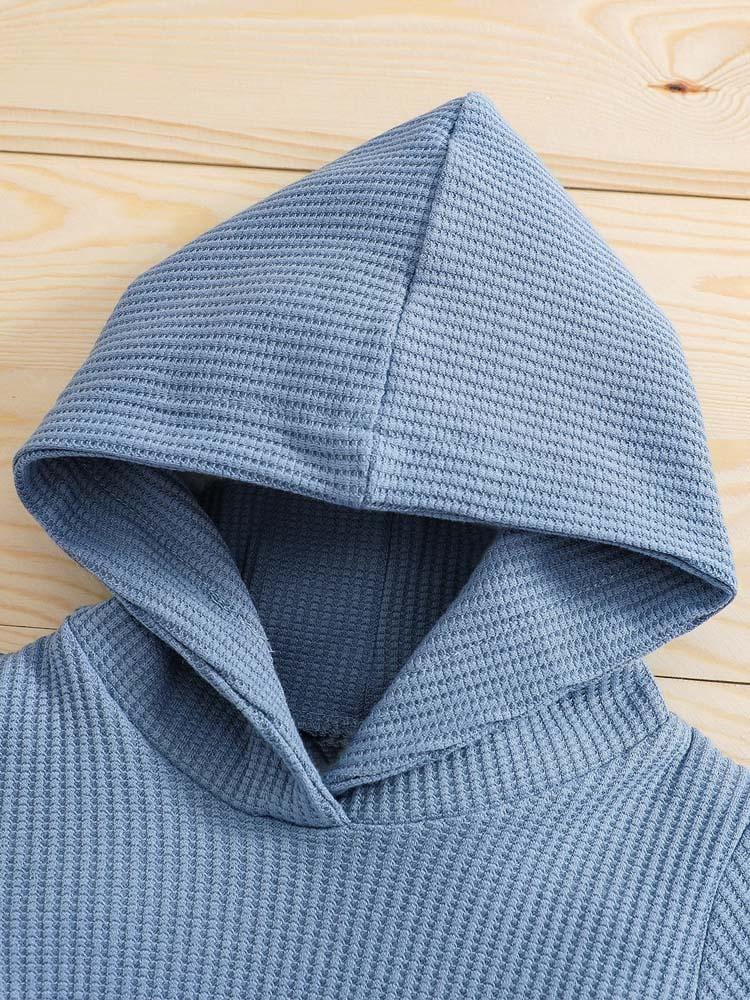 Blue Baby Hooded Bodysuit and Bottoms - 2 Piece Ribbed Outfit - Blue 6 to 12 Months - Stylemykid.com