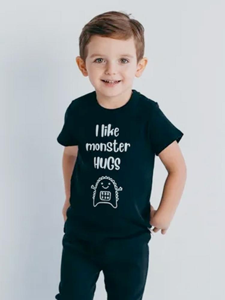 Artie - I Like Monster Hugs - Boys Black T Shirt - Stylemykid.com